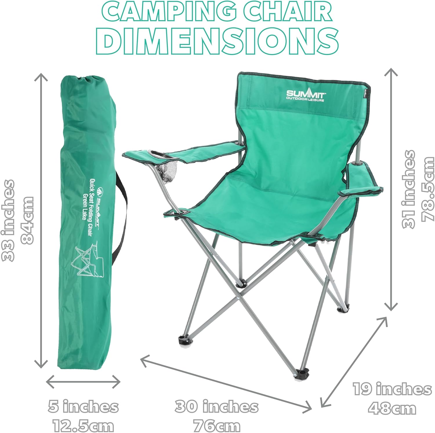 6 Pack Green Folding Camping Chairs with Cup Holder