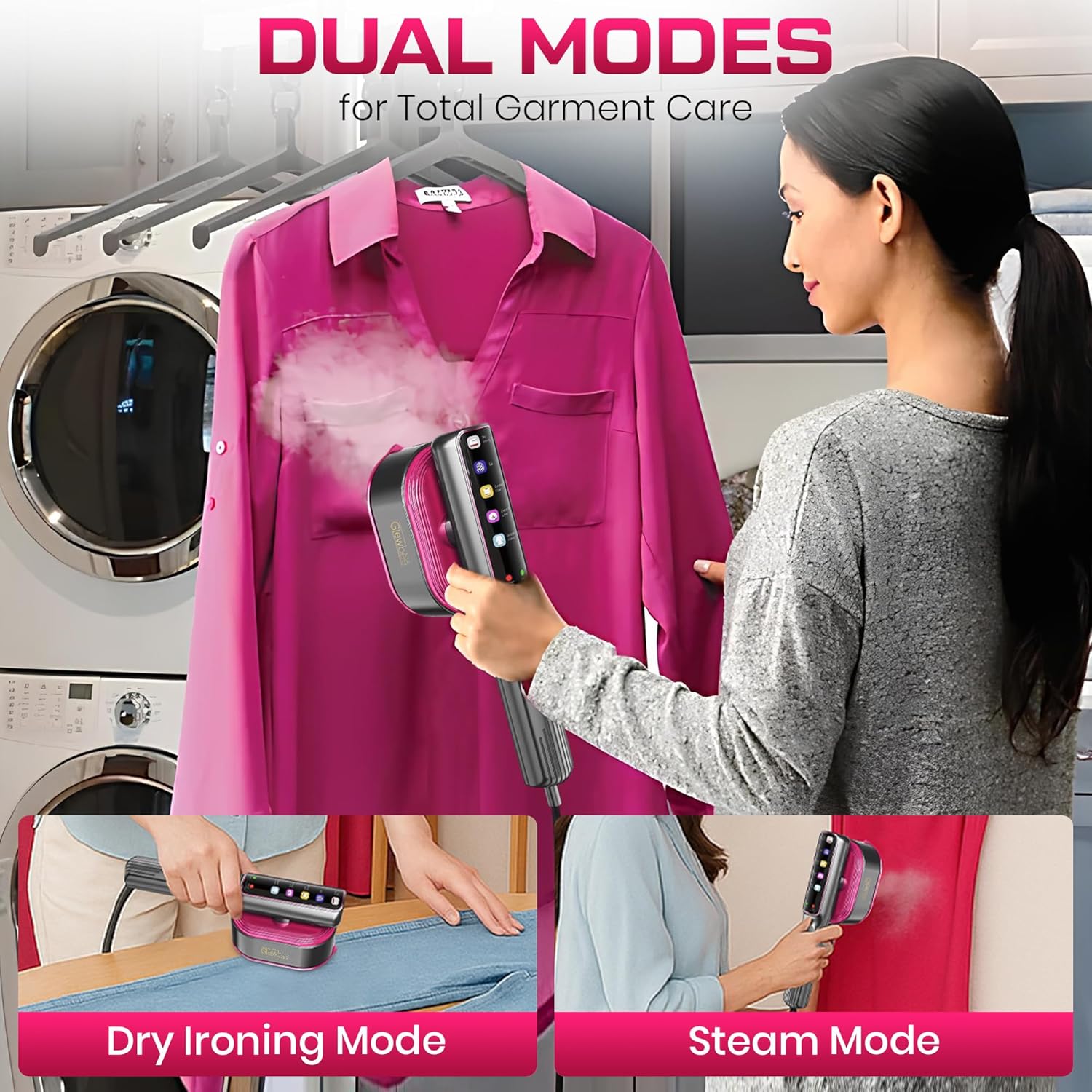 Handheld Garment Steamer 1200W Fast Heat 10s LCD Travel Iron