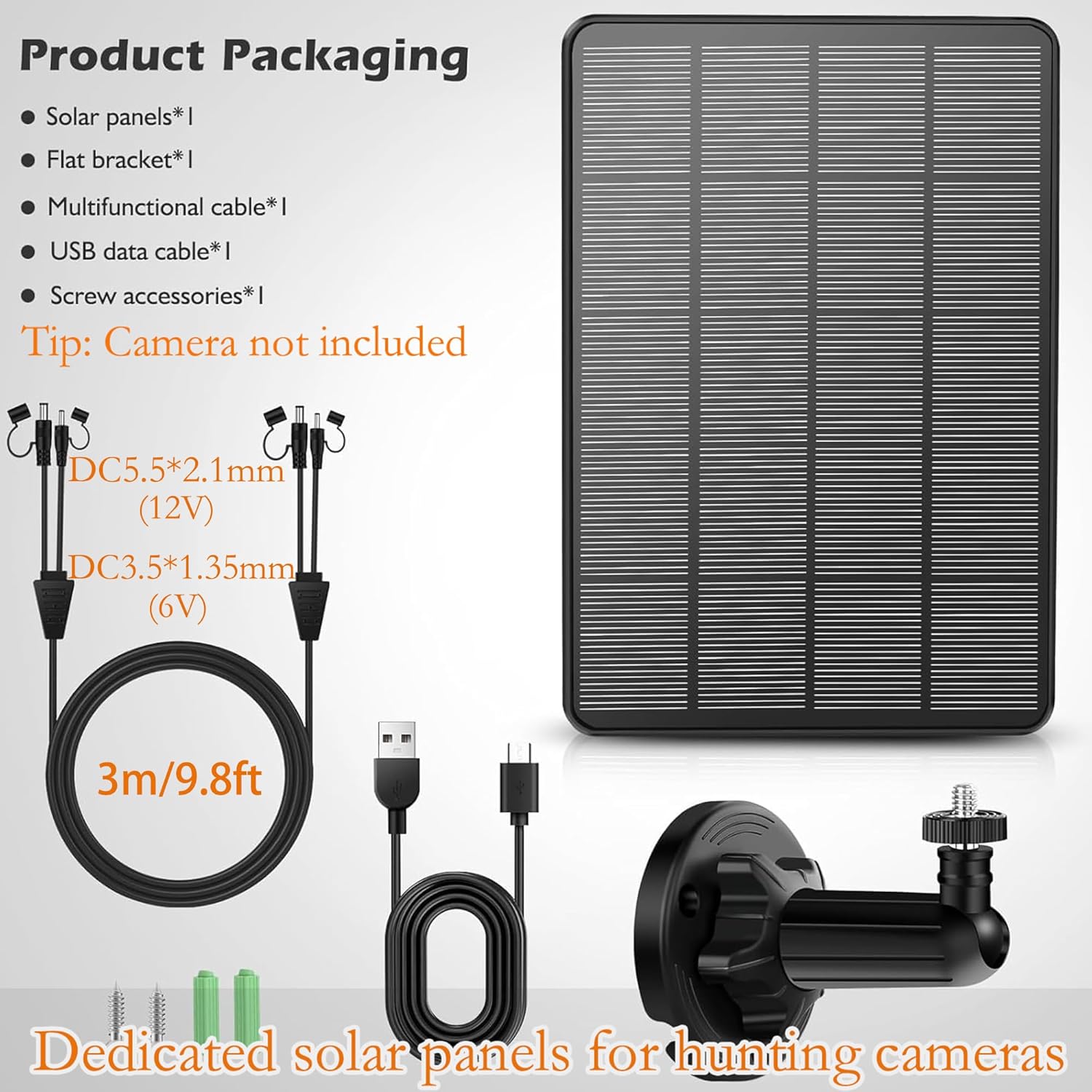 Trail Camera Solar Panel 12V 6V 4000mAh Waterproof Hunting Power