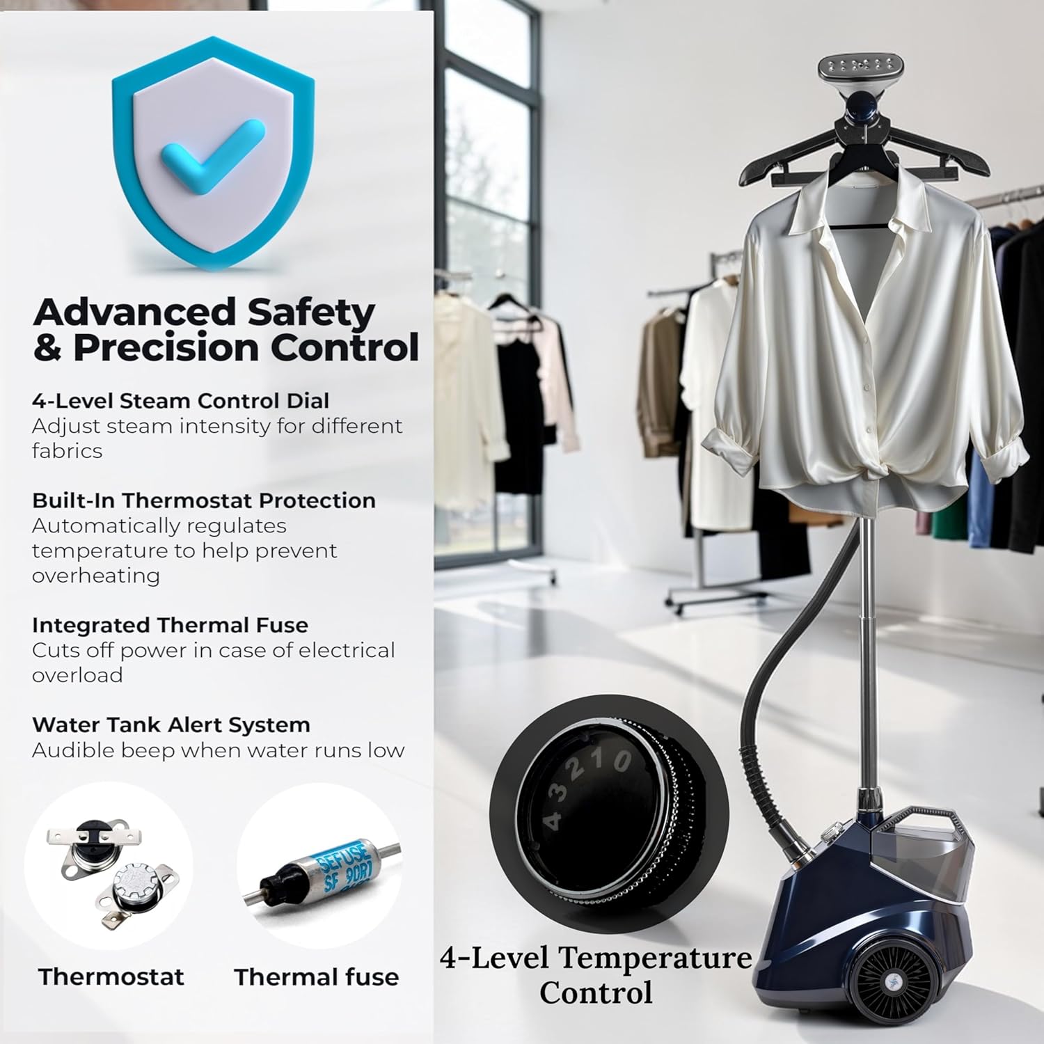 Standing Garment Steamer 2350W Professional Clothes Steamer 3.8L Tank