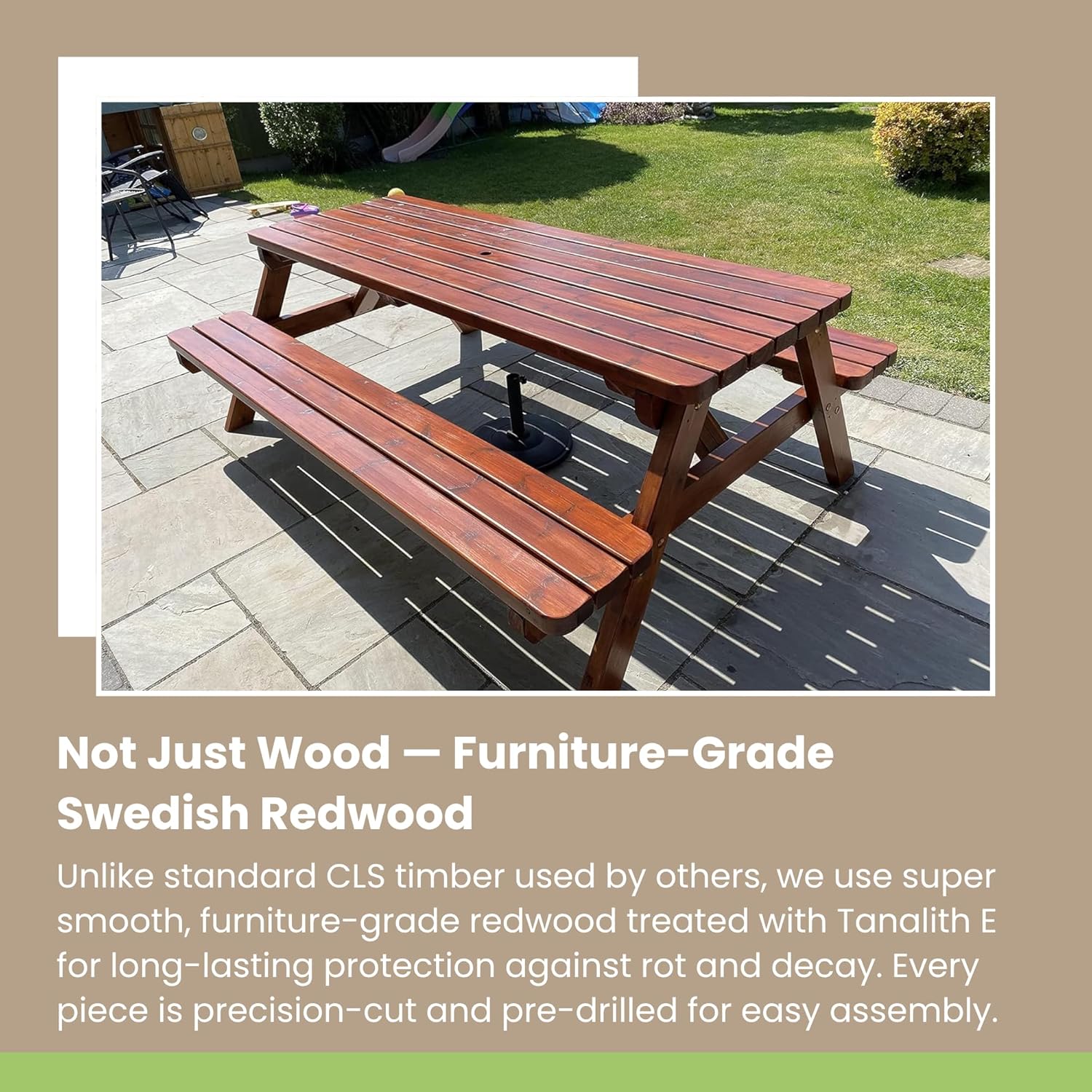 5ft Wooden A Frame Picnic Table Garden Patio Bench Set