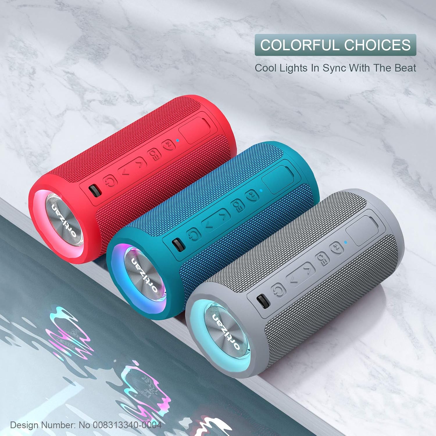 Portable Bluetooth Speaker 40W Bass LED Lights IPX7 Waterproof 30H