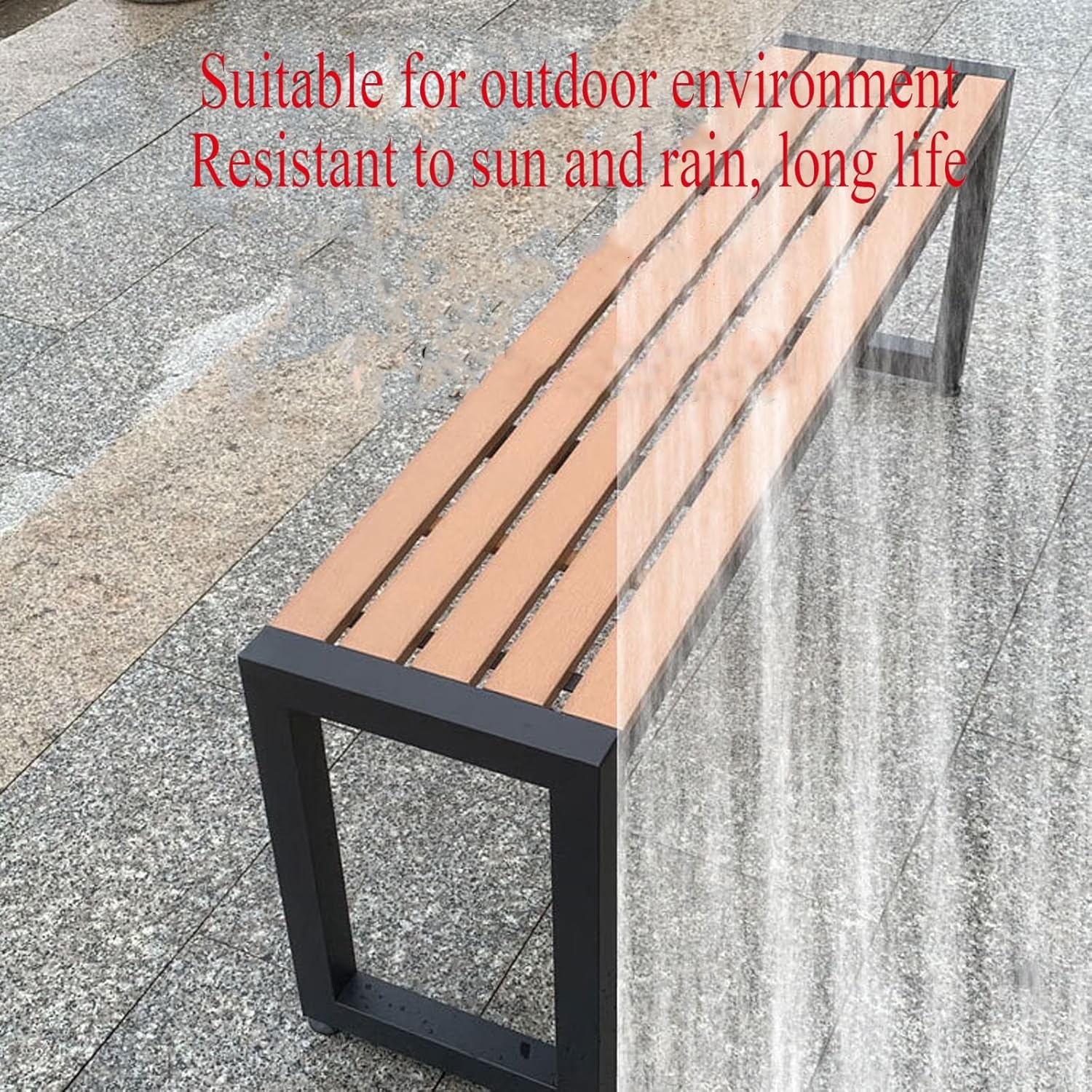 3 Seater Garden Bench Backless Outdoor Patio Seat Wood Metal 108cm