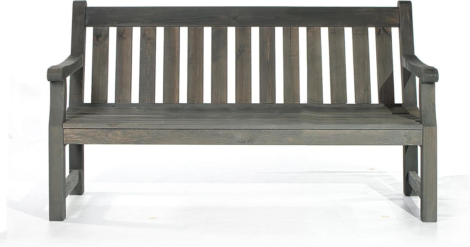 150cm Wooden Garden Bench 3 Seater Heavy Duty Patio Park Seat Dark Grey