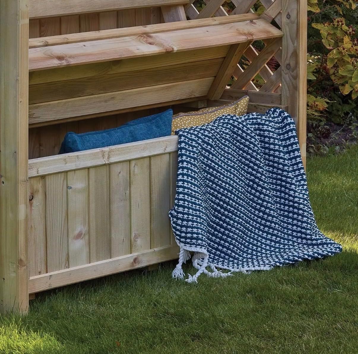 Wooden Garden Arbour Bench with Storage Lattice Roof Seat