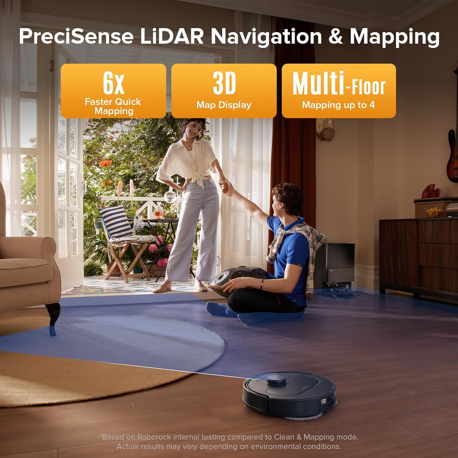 Robot Vacuum Mop 10000Pa Auto Empty Wash Dry LiDAR Mapping