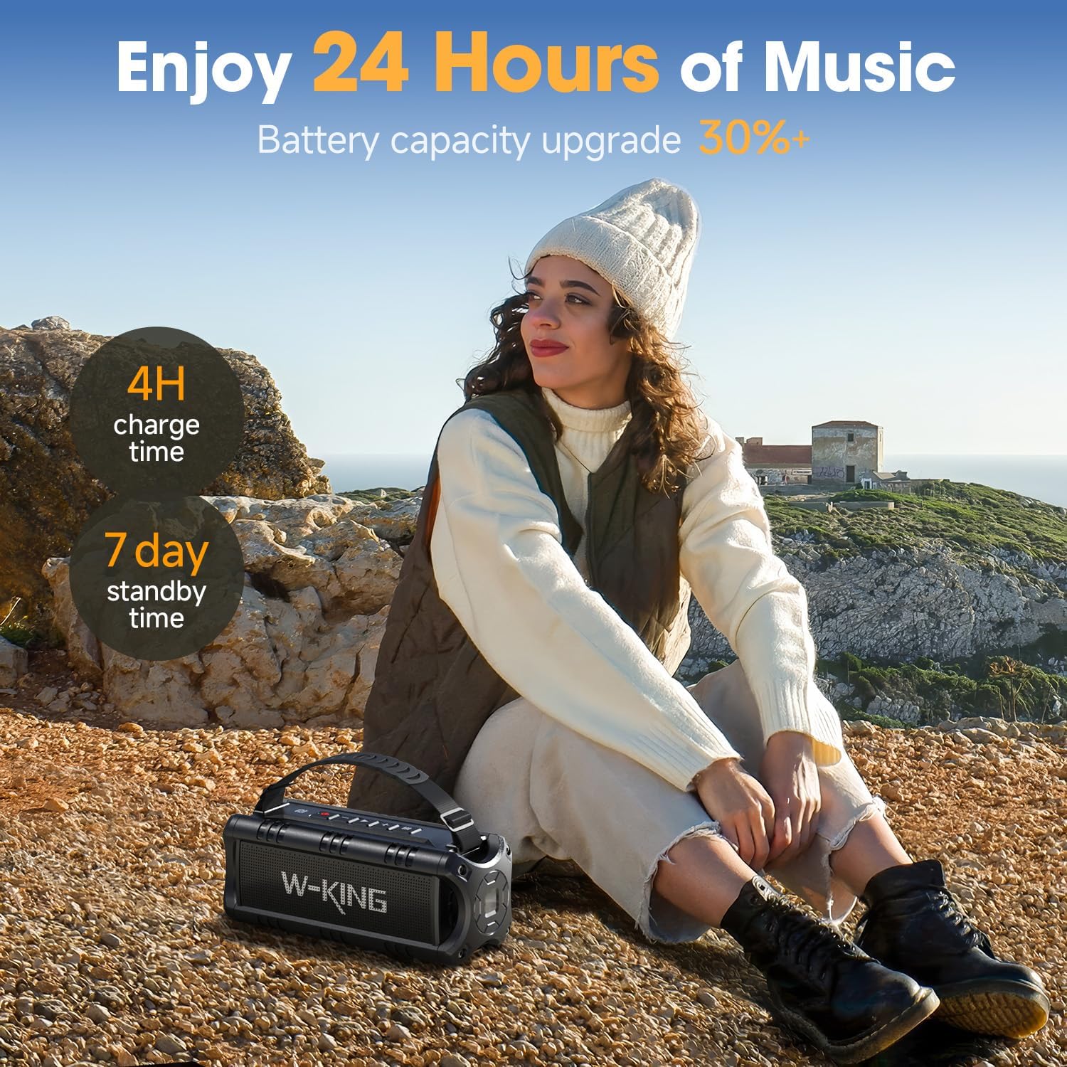 60W Portable Bluetooth Speaker Waterproof Bass 24H TWS USB AUX