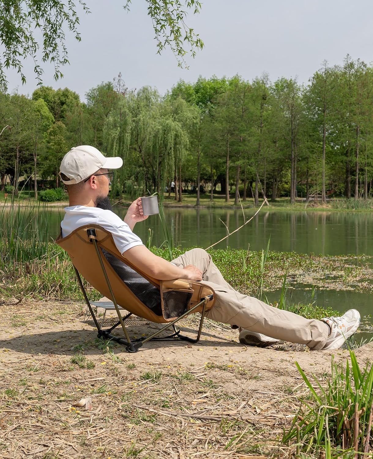 Low Ultralight Camping Chair Compact Folding Seat Green