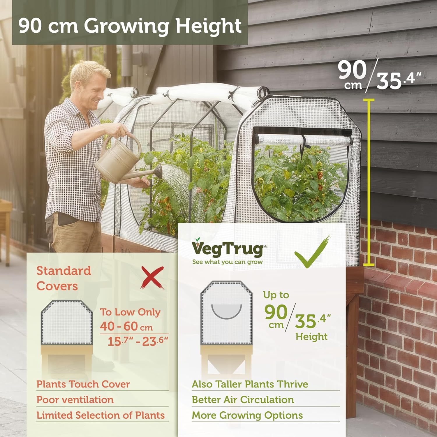 Medium Greenhouse Frame and Multi Cover Set 180cm White