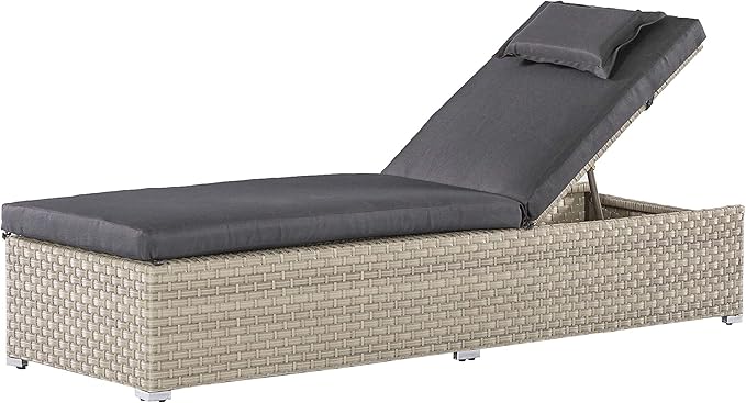 Rattan Wicker Sun Lounger with Cushion Cover Brown