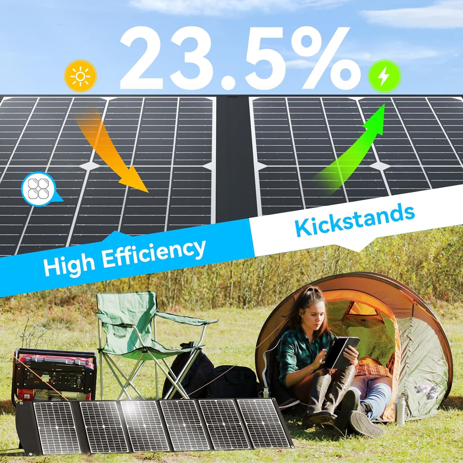 100W Foldable Solar Panel USB C DC Camping Charger