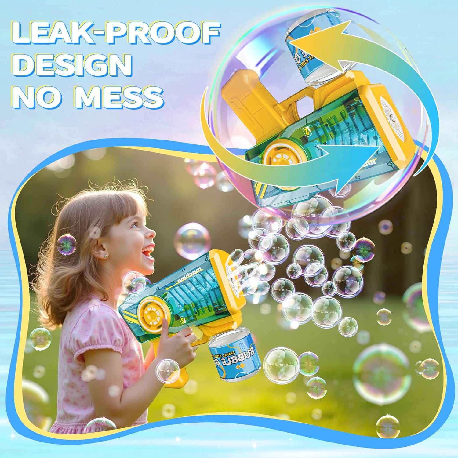 Bubble Gun RGB Light 5000 Kids Outdoor Party Toy Blue