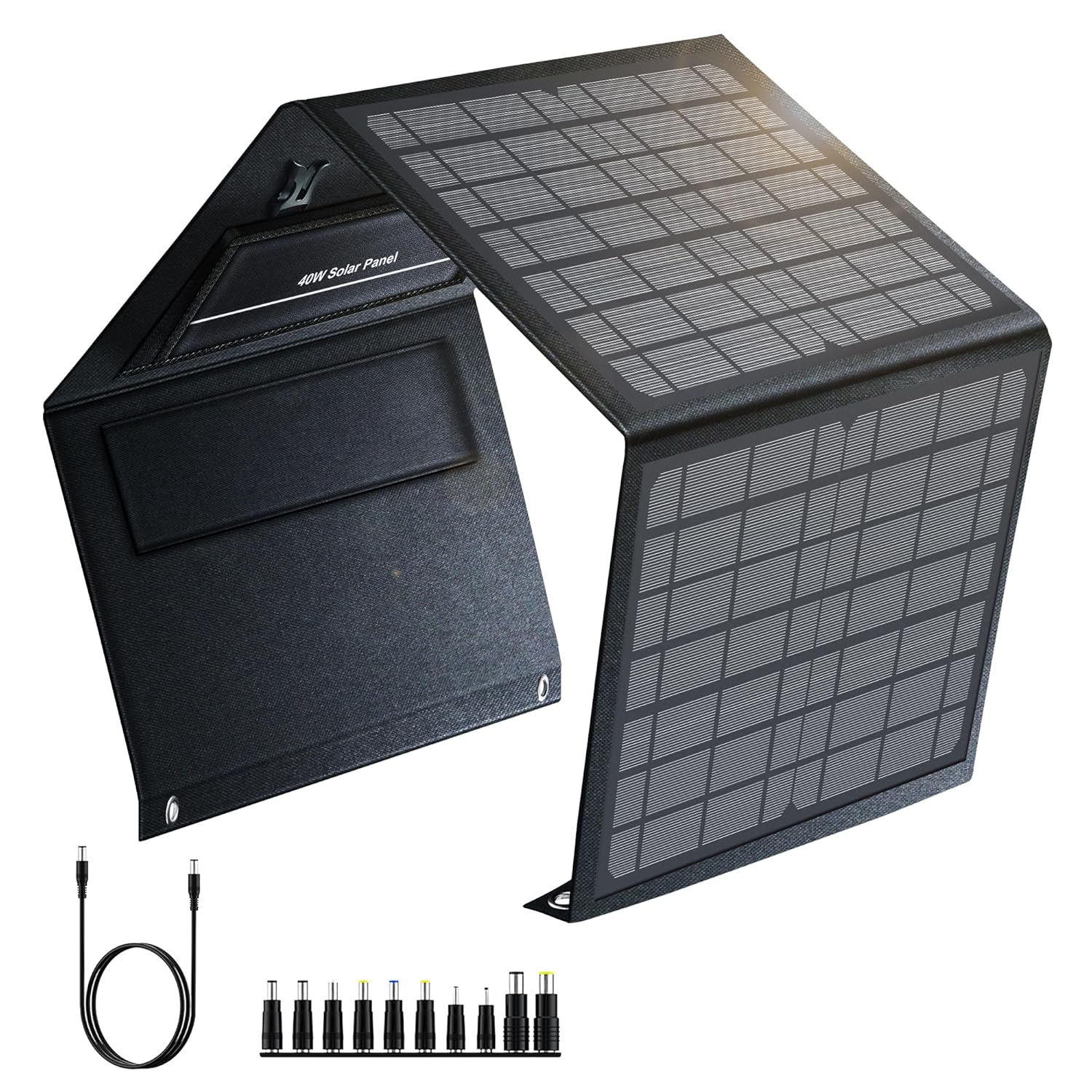 40W Foldable Solar Charger USB C DC Camping Power Station