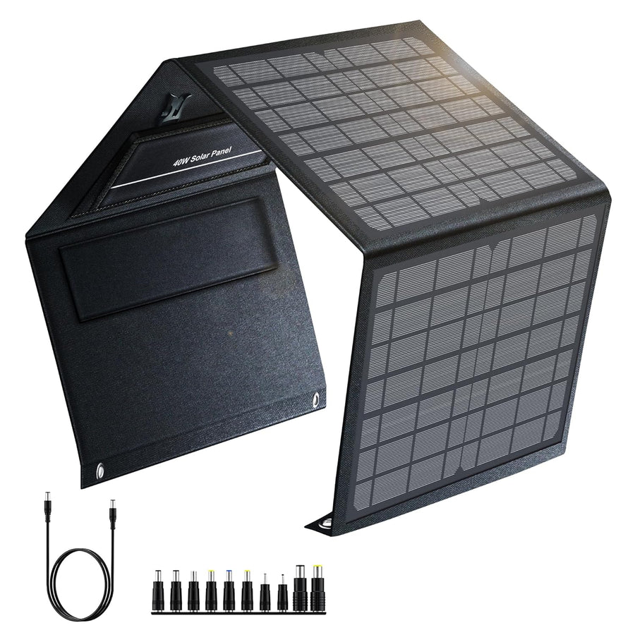 40W Foldable Solar Charger USB C DC Camping Power Station