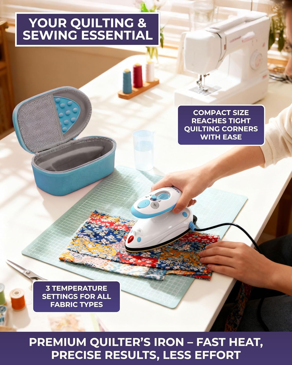 Mini Travel Steam Iron Portable Lightweight Craft Clothes Iron Kit