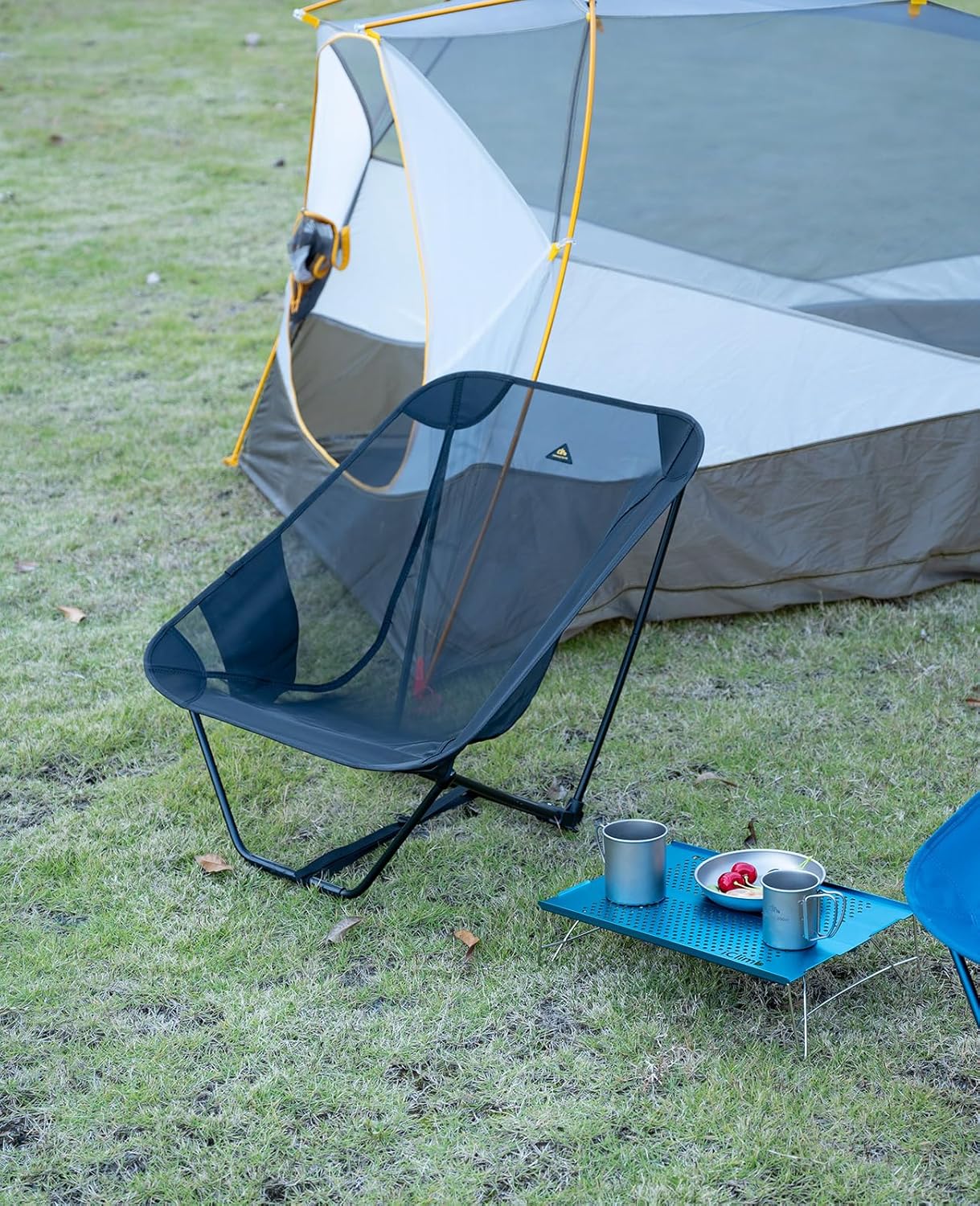 Ultralight Low Mesh Camping Chair with Carry Bag Black
