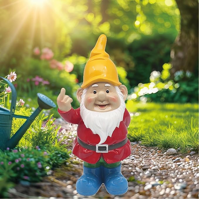 Large Naughty Gnome Statue Funny Home Decor Figurine 34cm