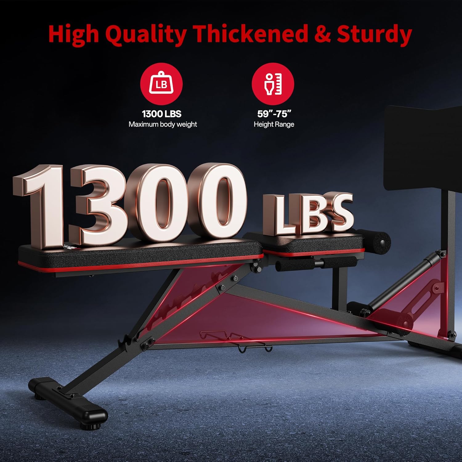 Leg Press Machine Adjustable Weight Bench Leg Extension 1300lb