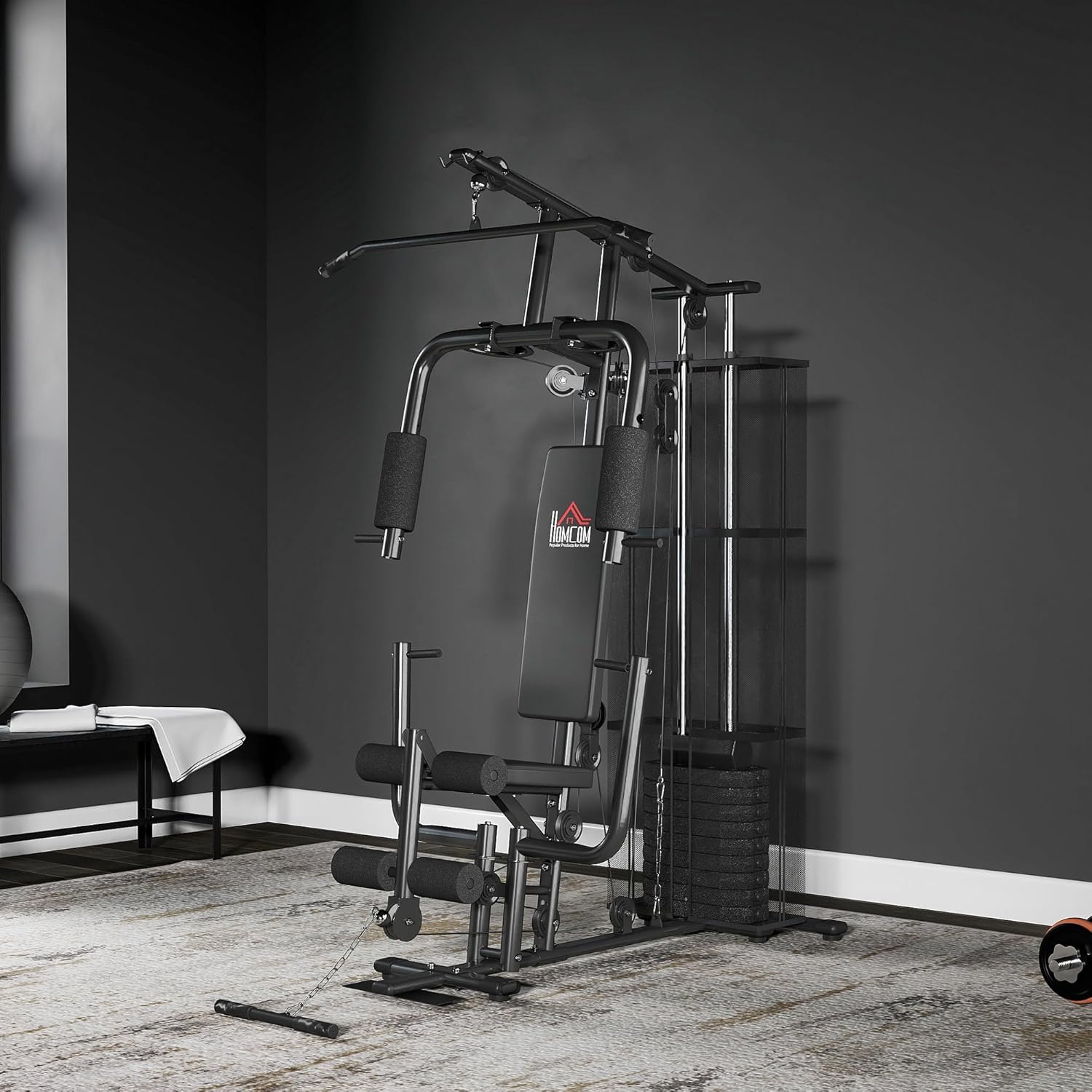 Multi Gym Workout Station 45kg Weight Stack Home Strength Trainer