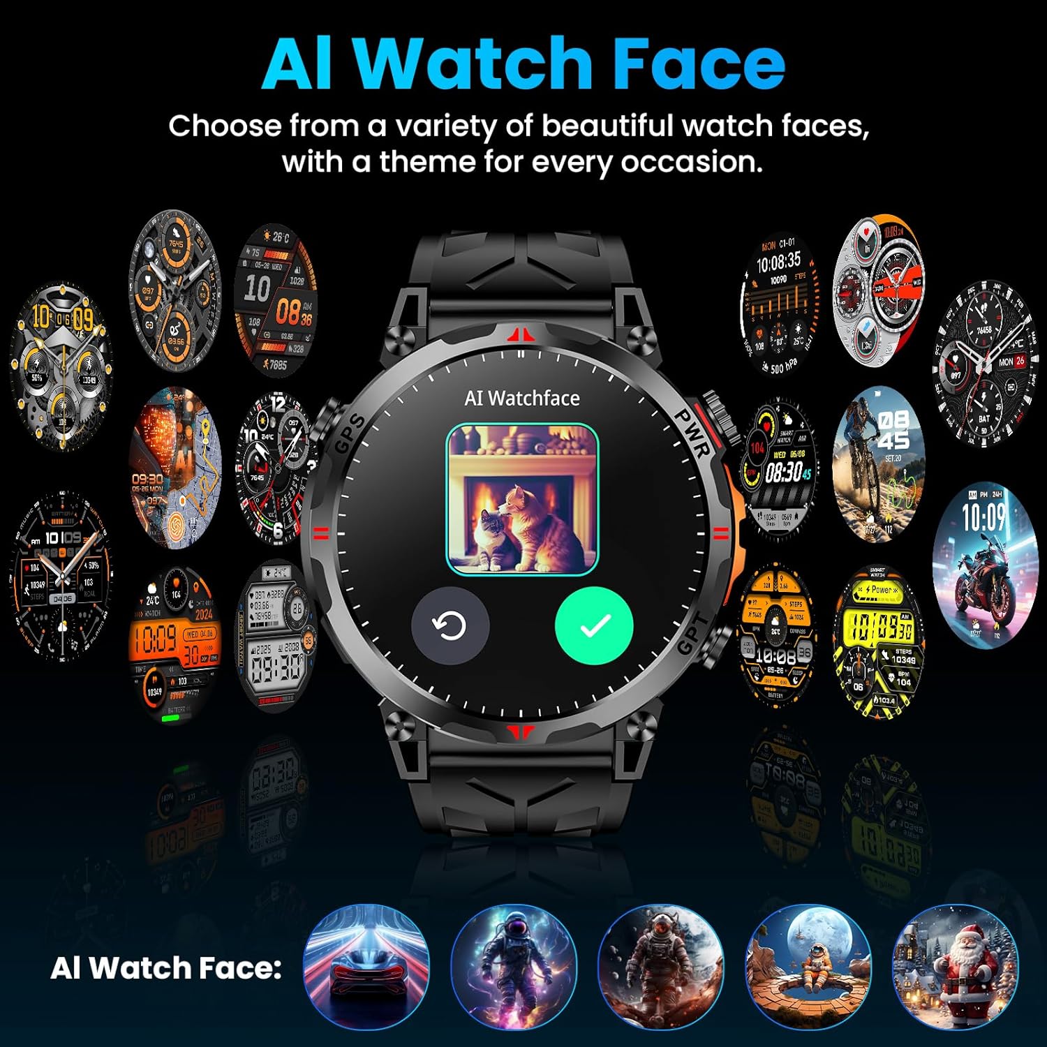 Military GPS Smart Watch AMOLED Bluetooth Call Compass Fitness Watch