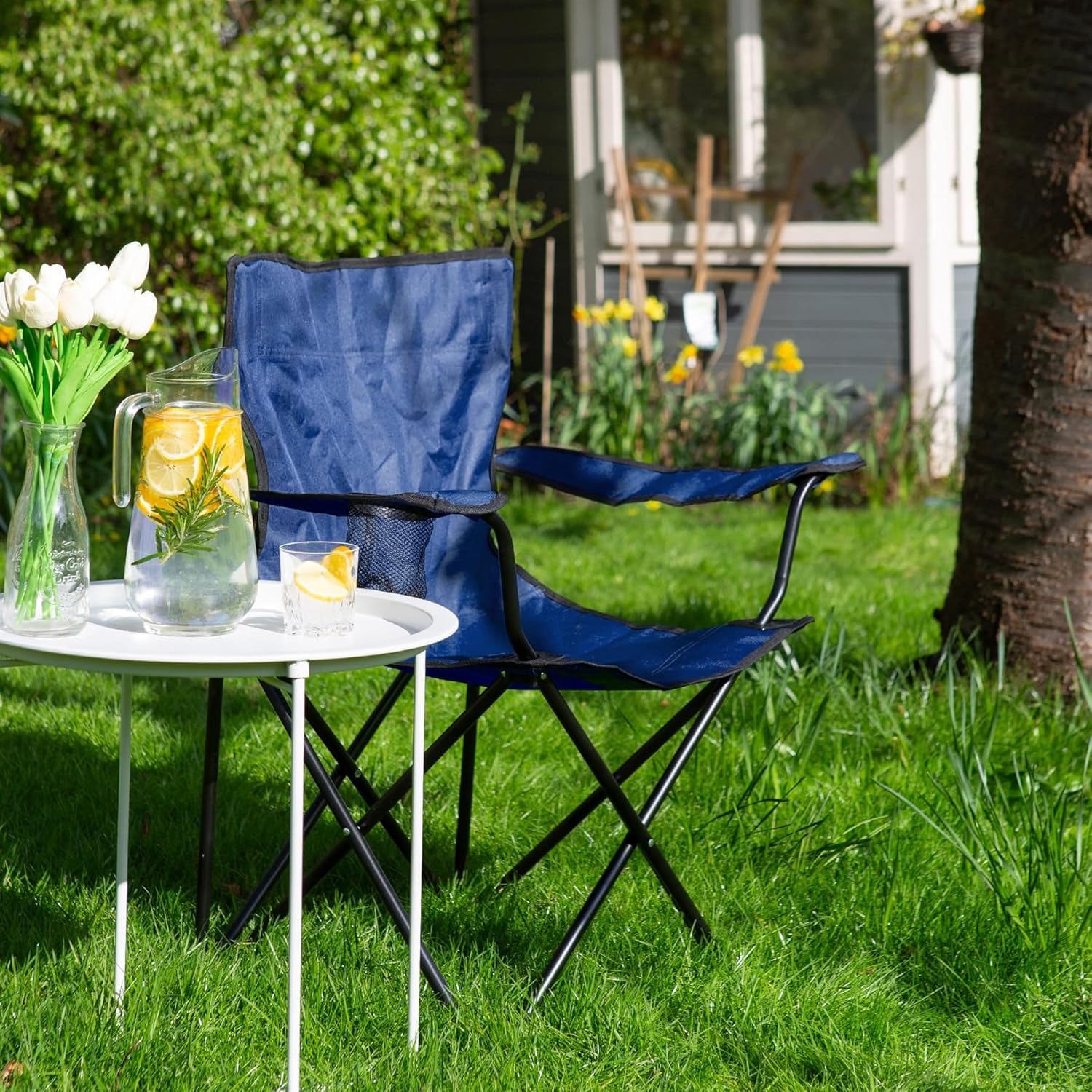 Folding Camping Chairs Pack of 4 Navy Canvas Outdoor Seats