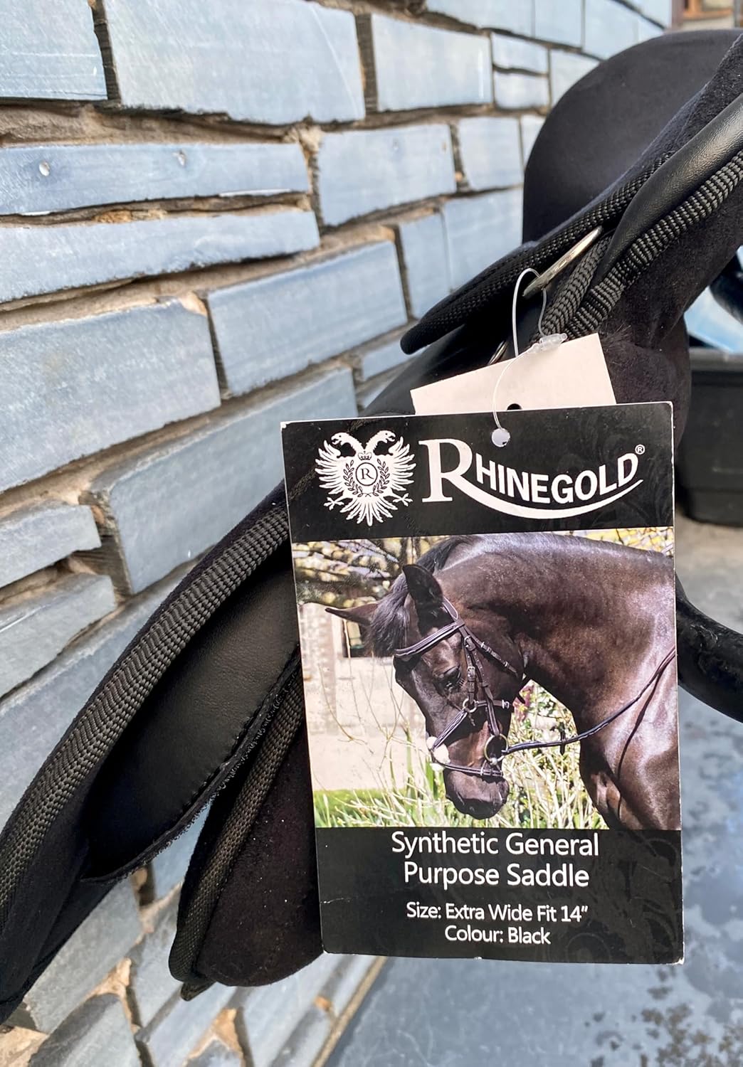 Synthetic Pony GP Saddle 14 Inch Extra Wide Black Lightweight