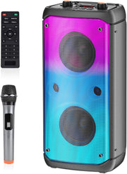 80W Bluetooth Speaker Party Karaoke LED Lights TWS Mic