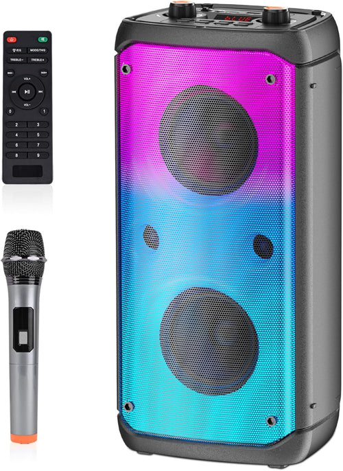 80W Bluetooth Speaker Party Karaoke LED Lights TWS Mic