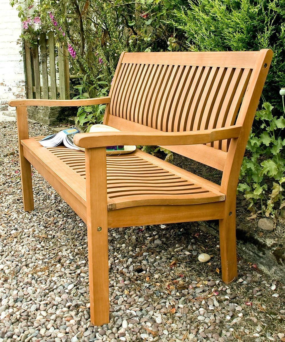 2 Seater Hardwood Garden Bench 1.2m Patio Outdoor Seat Honey Brown
