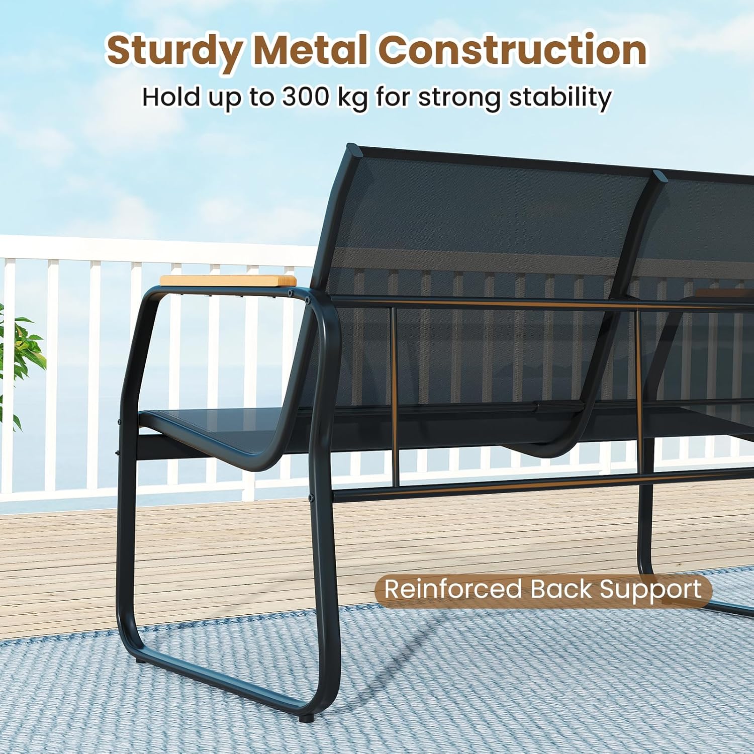 2 Piece Garden Furniture Set Loveseat Bench Coffee Table Patio Set