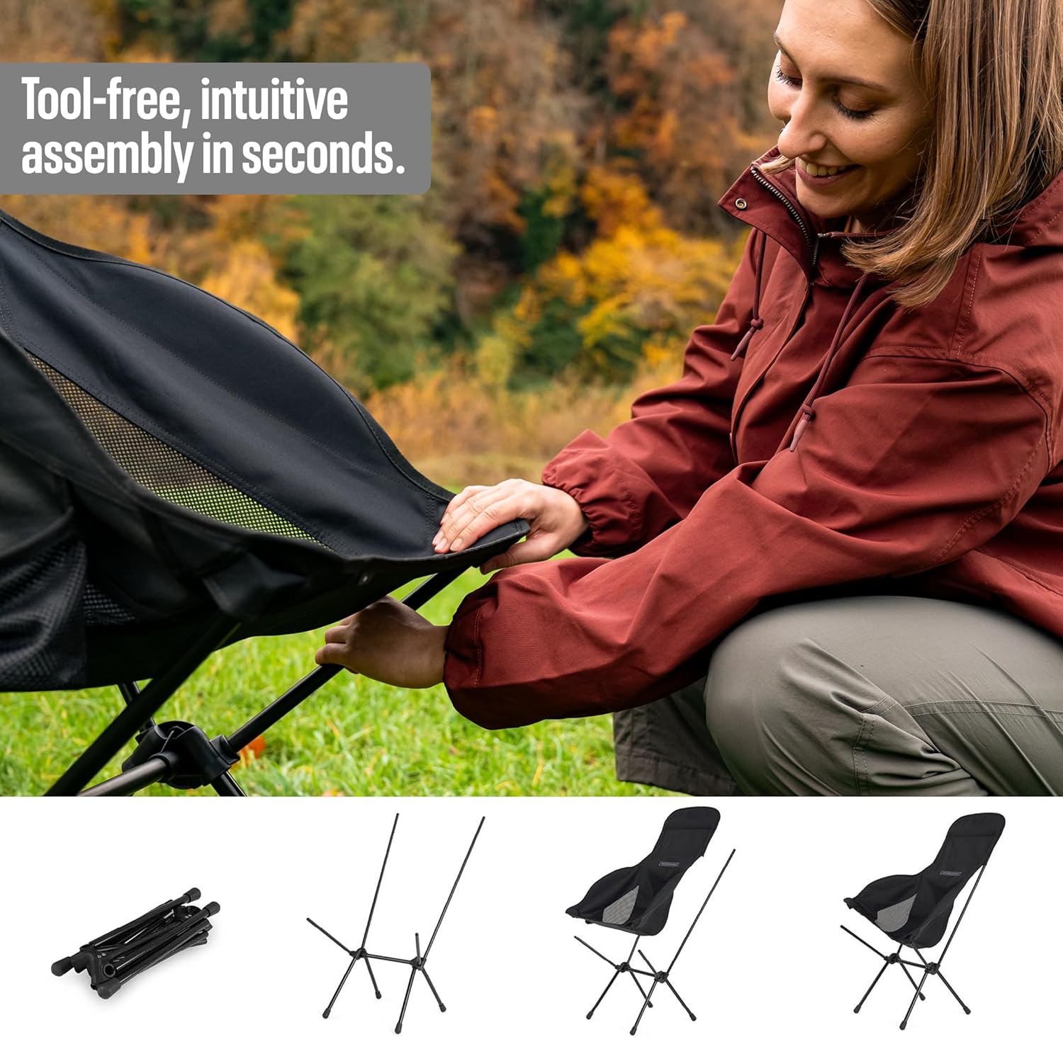 Lightweight Folding Camping Chair High Back Cup Holder Carry Bag