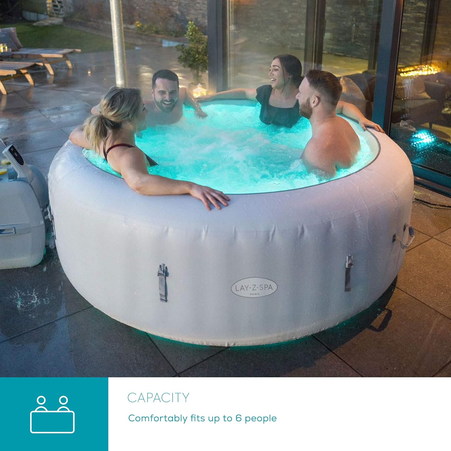 Inflatable Hot Tub 4-6 Person 140 AirJet LED Spa Freeze Shield Set
