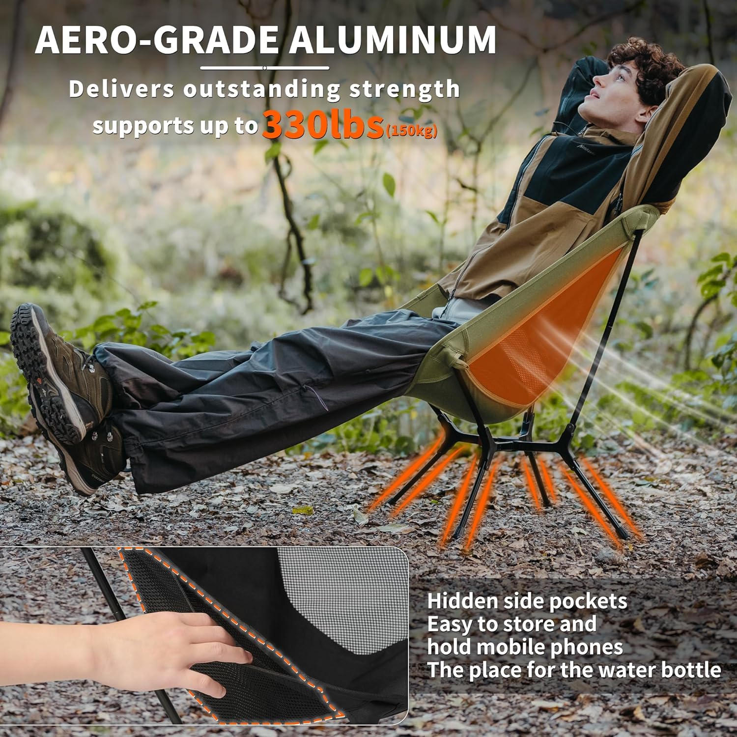 Lightweight Camping Chair Compact Folding Seat Green