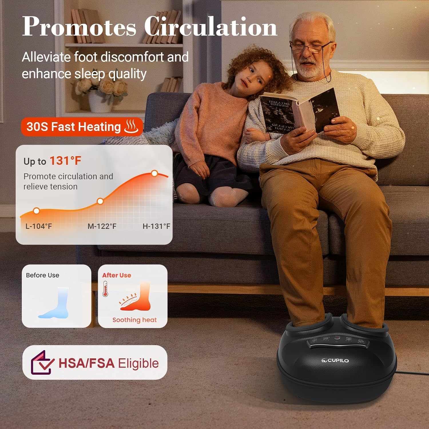 Shiatsu Foot Massager with Heat Compression Kneading Pain Relief