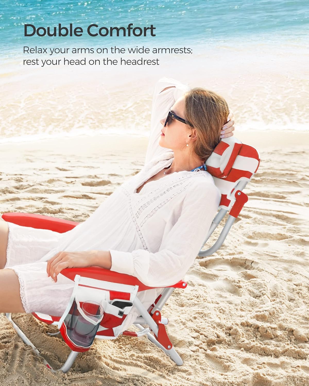 Folding Camping Chair Adjustable Reclining Beach Seat