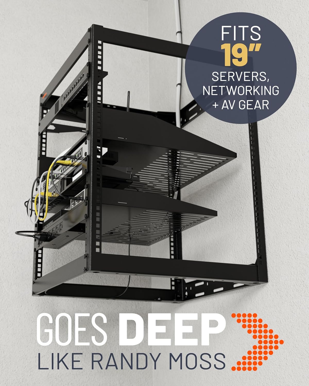 15U Open Frame AV Server Rack Wall Mount Black