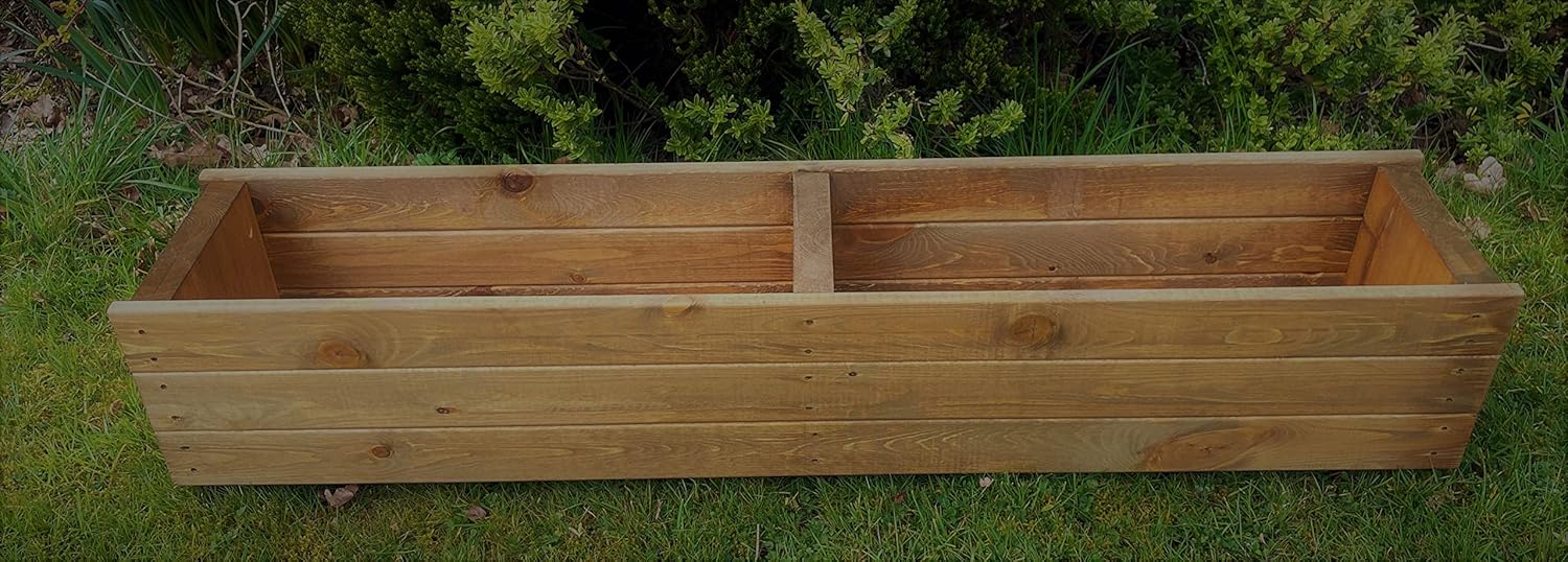Extra Large Wooden Garden Trough Planter 120cm Brown