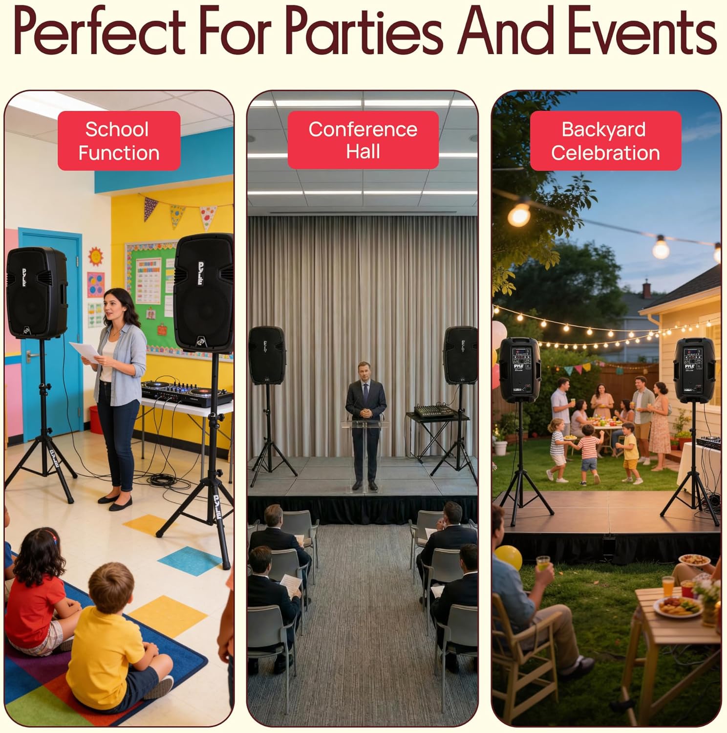 Portable PA Speaker System 1800W Bluetooth Karaoke Mic Stands
