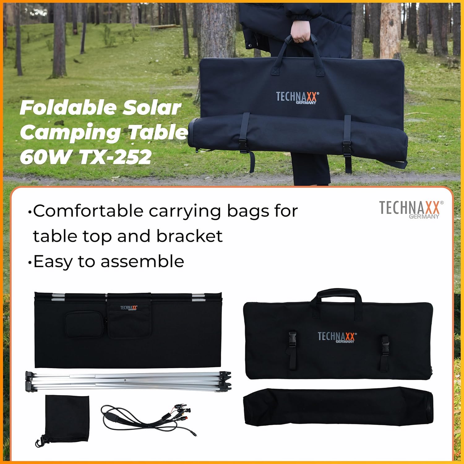60W Foldable Solar Camping Table USB C USB A DC Output