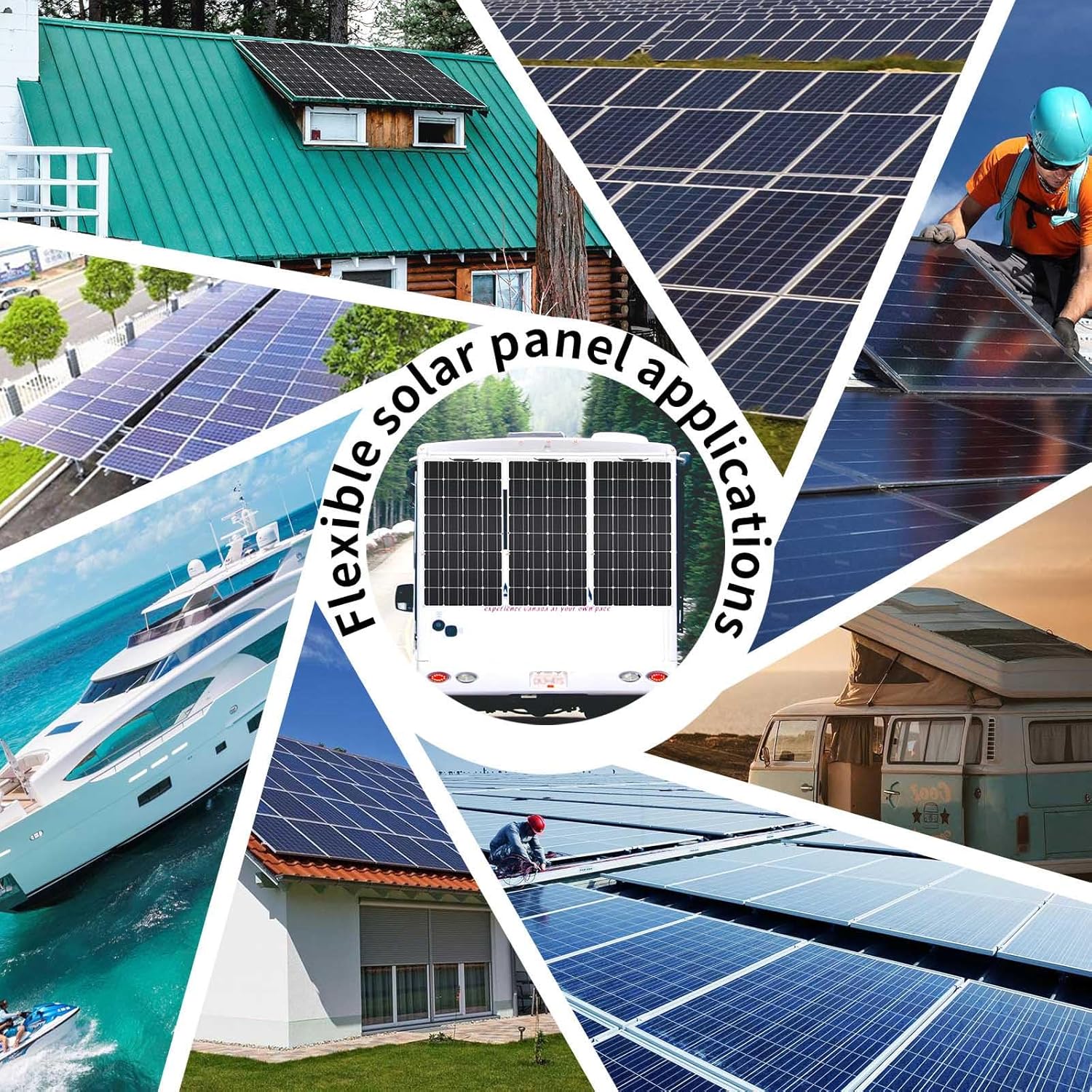 100W Flexible Solar Panel 18V Monocrystalline Charger RV Boat