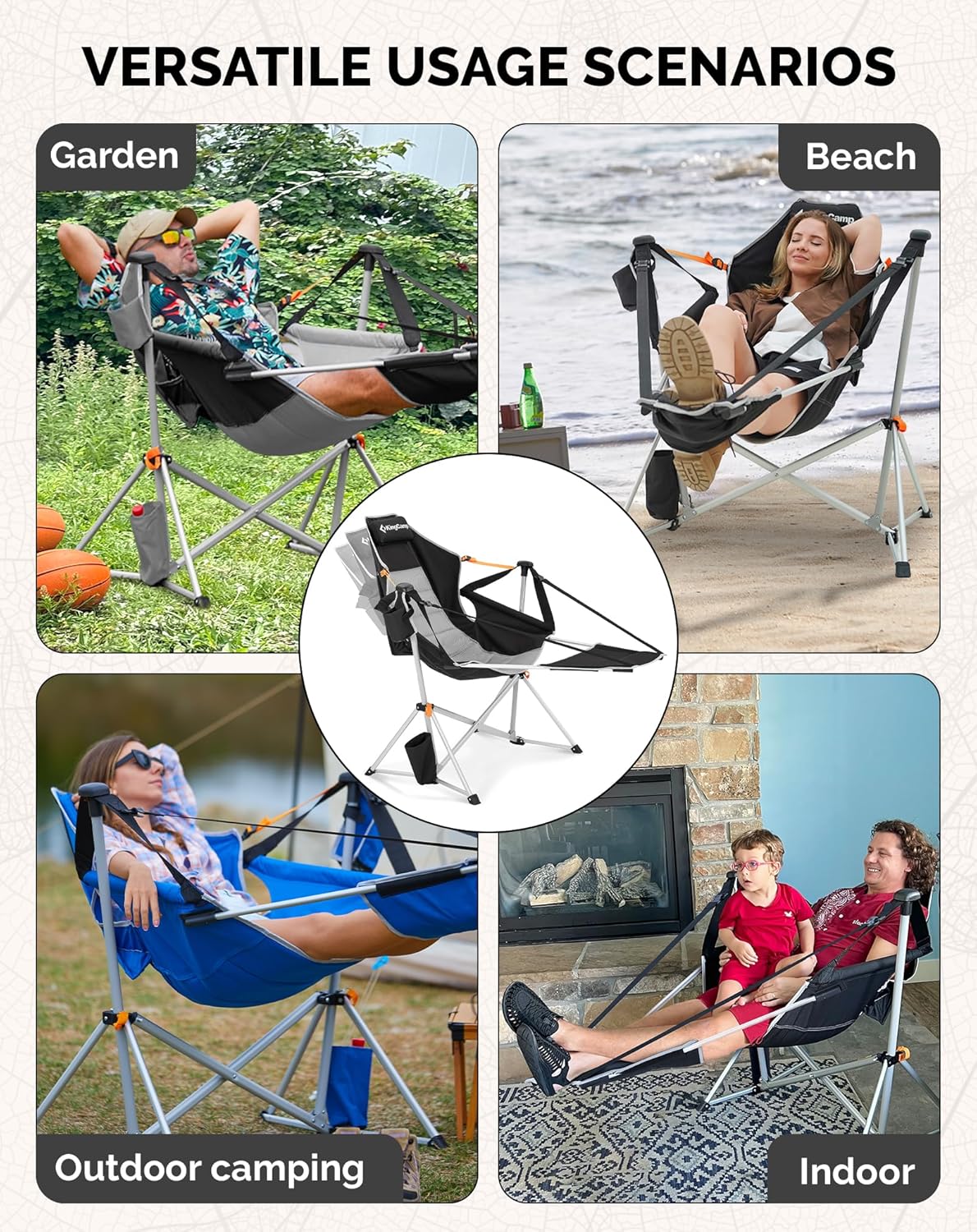 Hammock Camping Chair Swing Folding Seat with Footrest