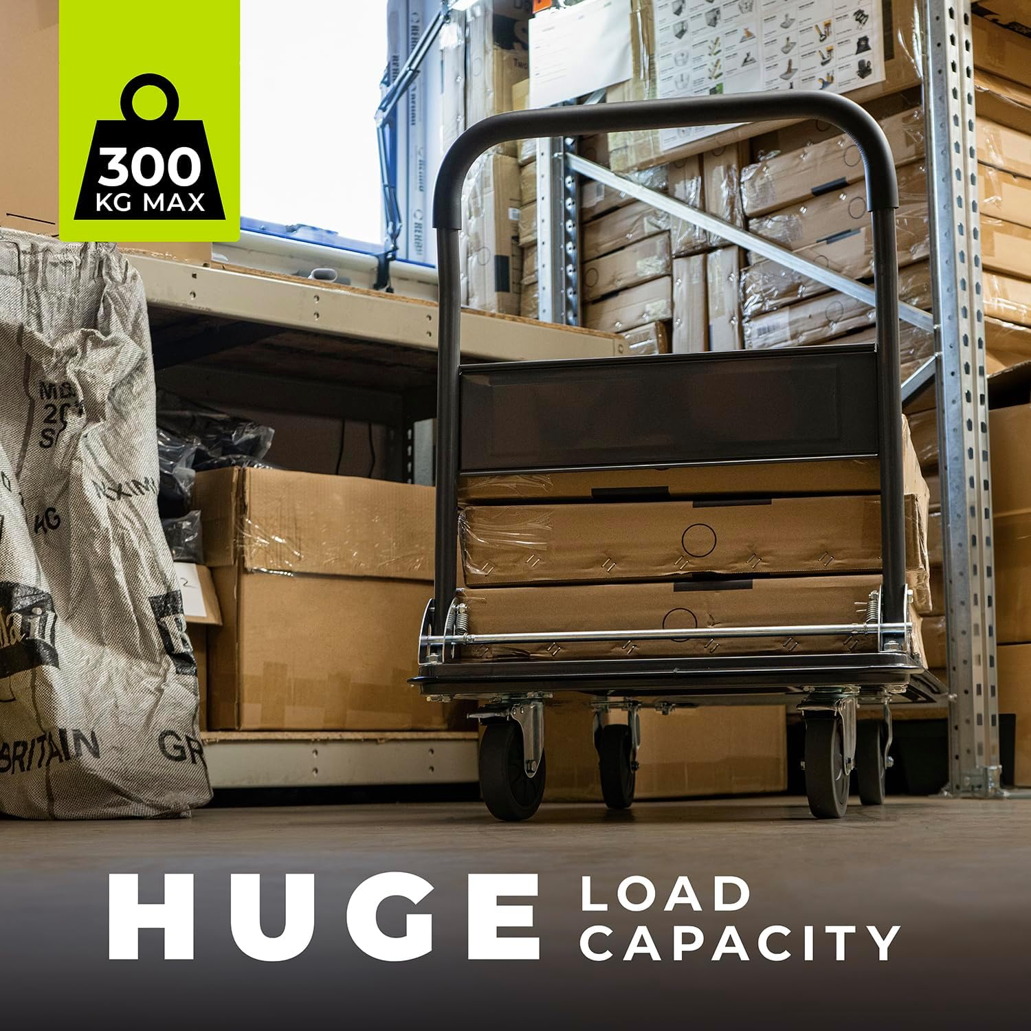 Heavy Duty Platform Trolley 300KG Foldable Cart Grey