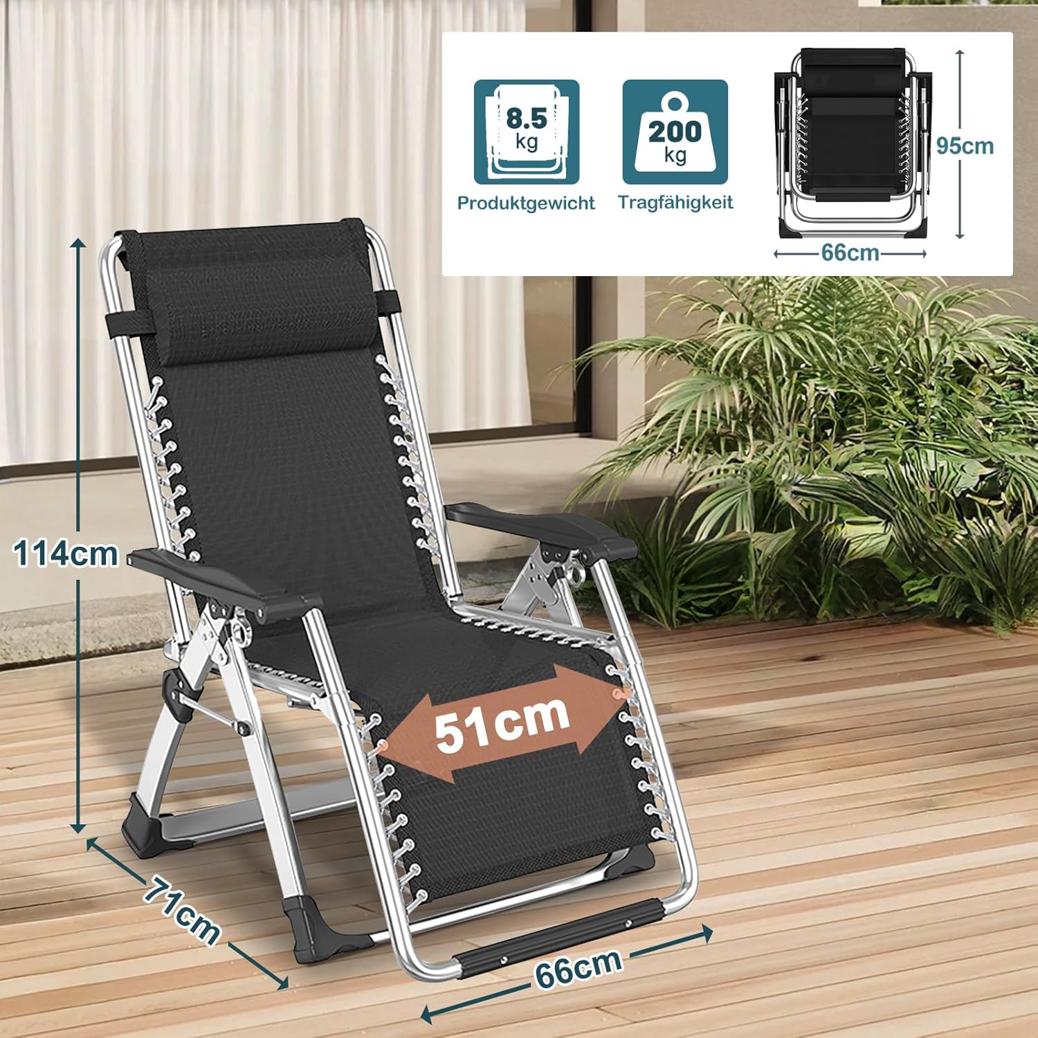 Zero Gravity Recliner Chair Folding Sun Lounger Blue