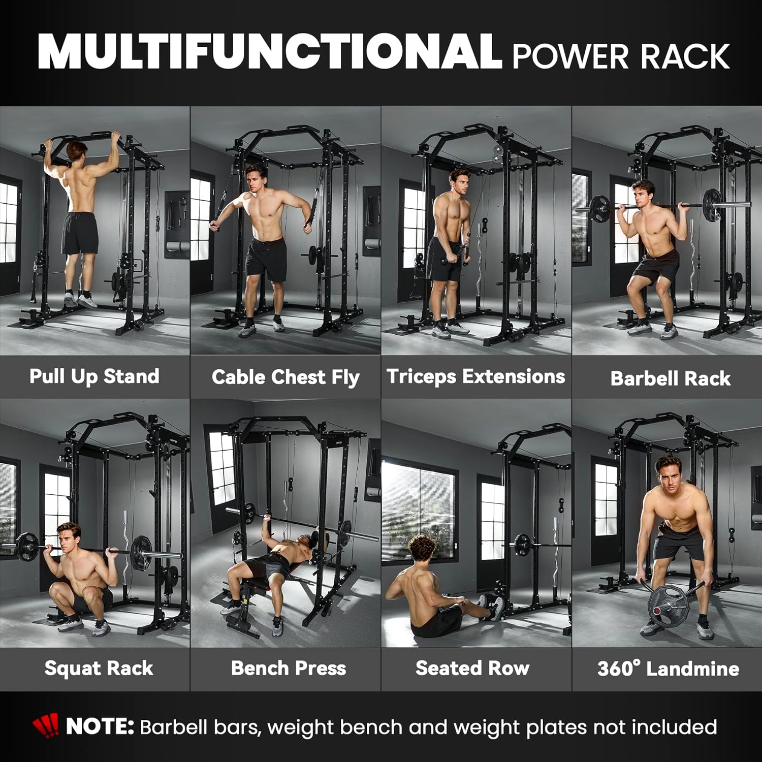 Cable Crossover Machine Power Cage Squat Rack Home Gym System