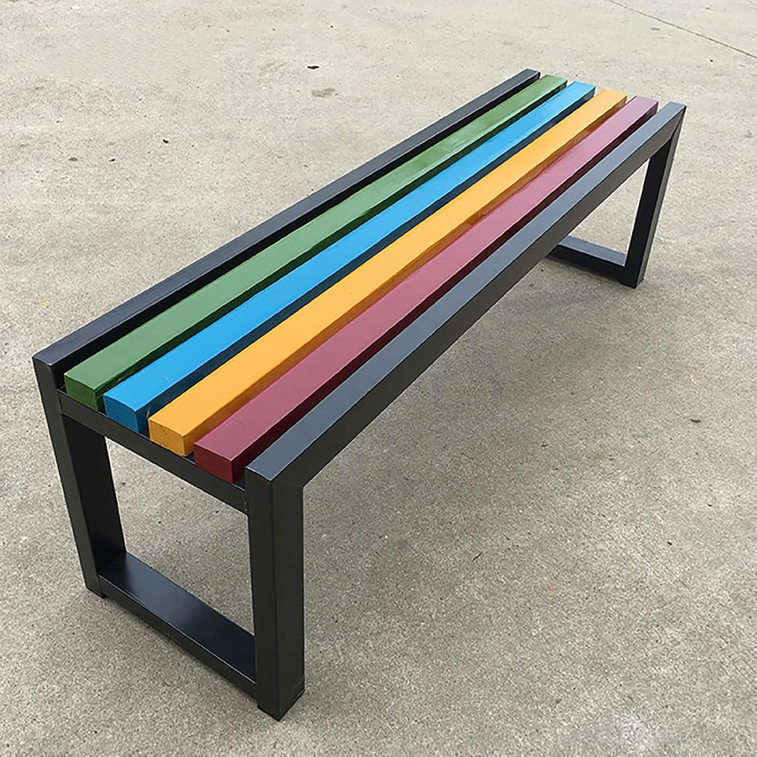 Weatherproof Outdoor Park Bench Steel Frame Garden Patio Seat White