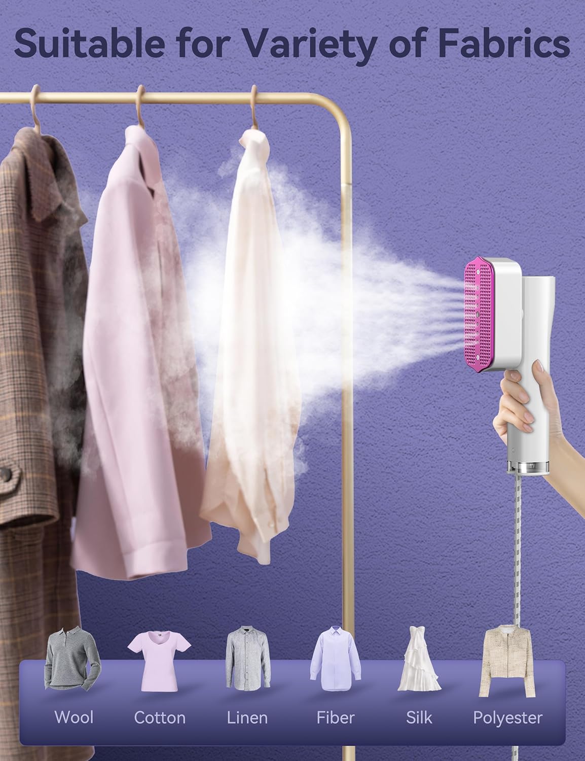 Handheld Garment Steamer 2 in 1 Steam Iron Fast Heat LED Display