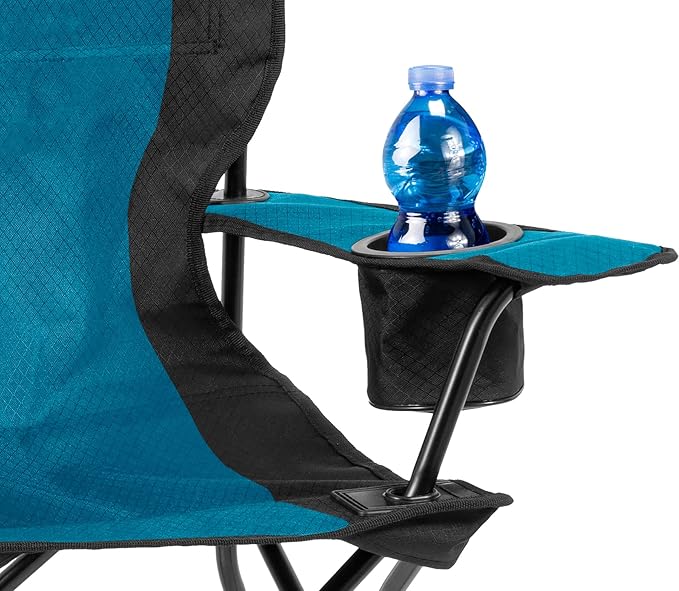 Portable Folding Camping Chair Wide Armrests Blue Black