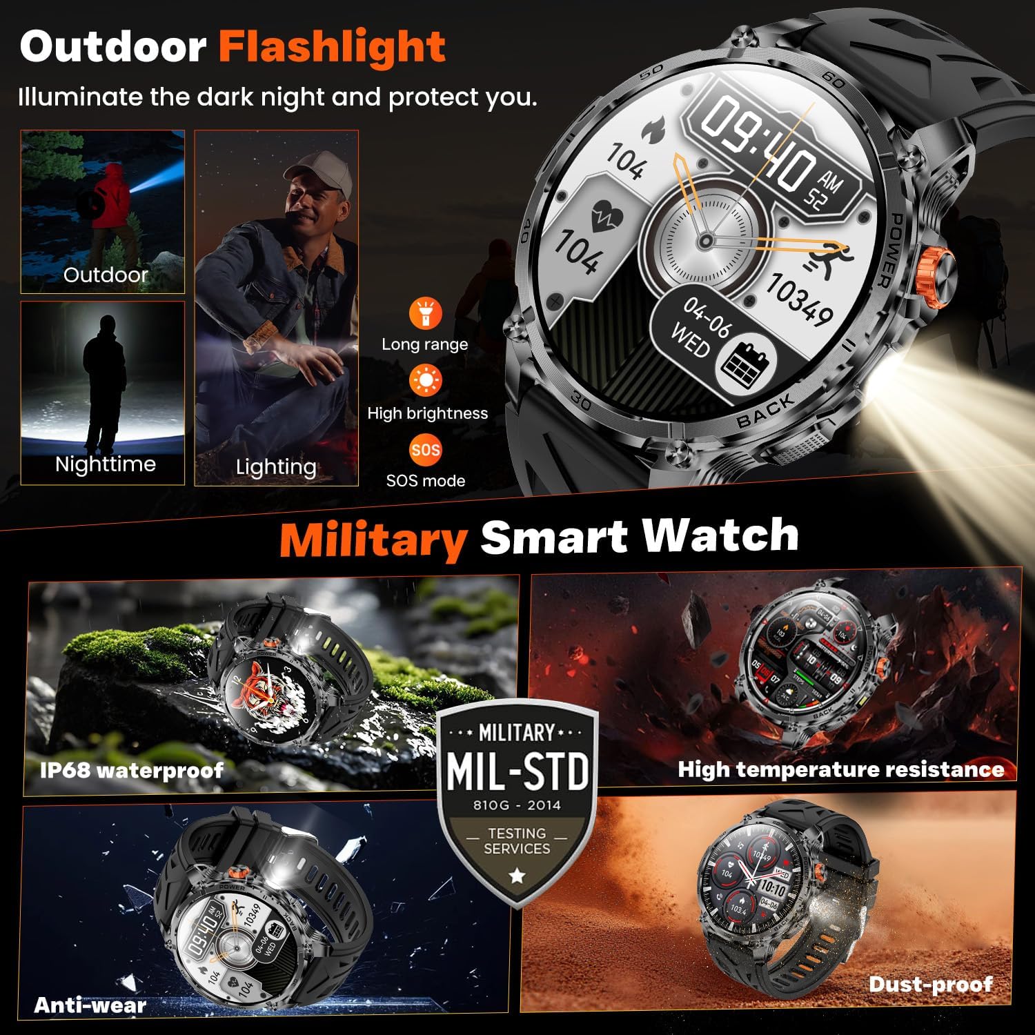 Mens Smart Watch 1000mAh Bluetooth Call 100 Sports