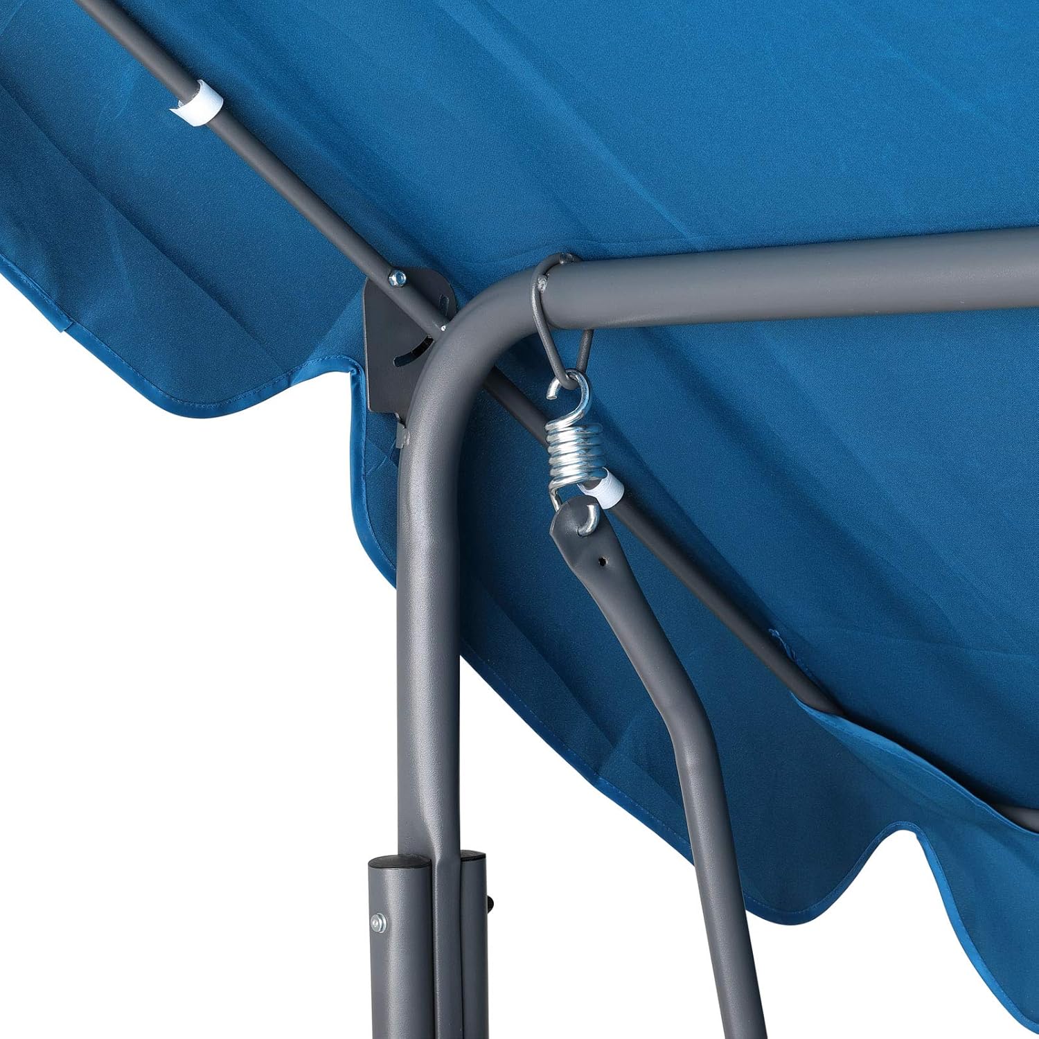 2 Seater Garden Swing Chair Adjustable Canopy Cushioned Blue Seat