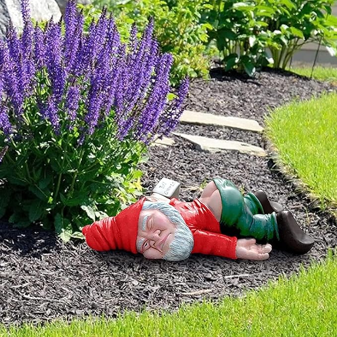 Funny Garden Gnome Statue Naughty Resin Decor Outdoor Lawn Ornament
